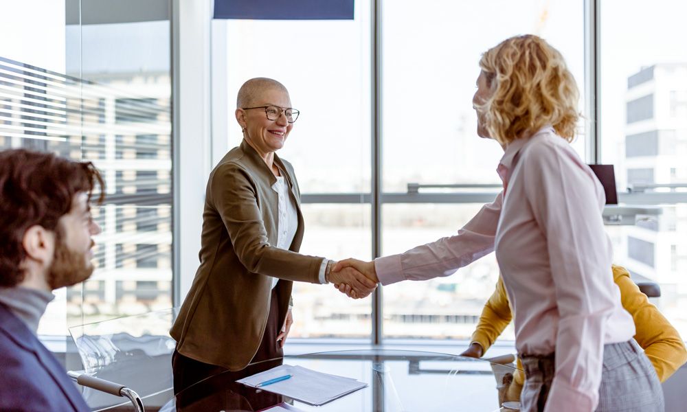 Handshake during meeting