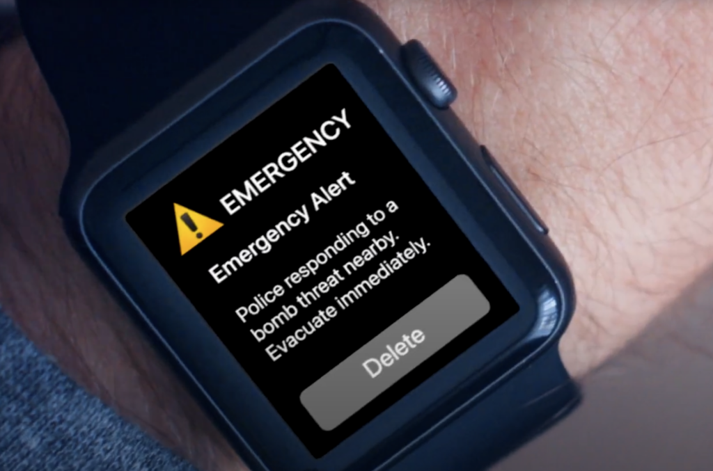 smart watch with public alert on screen 